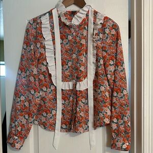 SHEIN Red Floral Ruffle Jacket